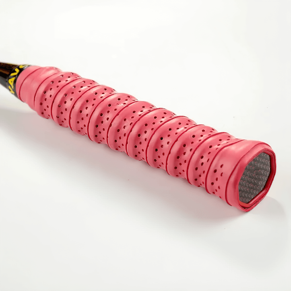 Perforated Sweat-Absorbent Racket Overgrip Tape - SF3450 in pink for enhanced grip and moisture control in tennis and badminton.